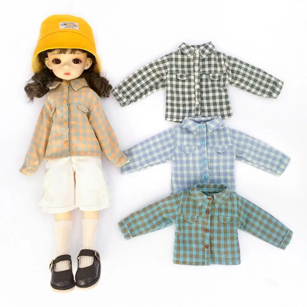 High Quality Fashion Lattice Shirt 4 Colors Dolls Clothes Doll T-shirt Tops For 30cm Dolls For 1/6 Bjd Dolls/for yosd Dolls