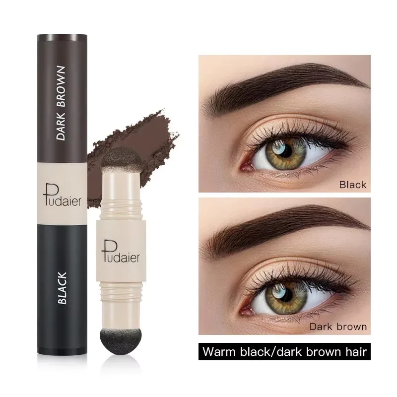 Pudaier Double-headed Eyebrow Powder Stick Waterproof Long Lasting Natural Eyebrow Pencil Eyebrow Stamp Shadow Powder.