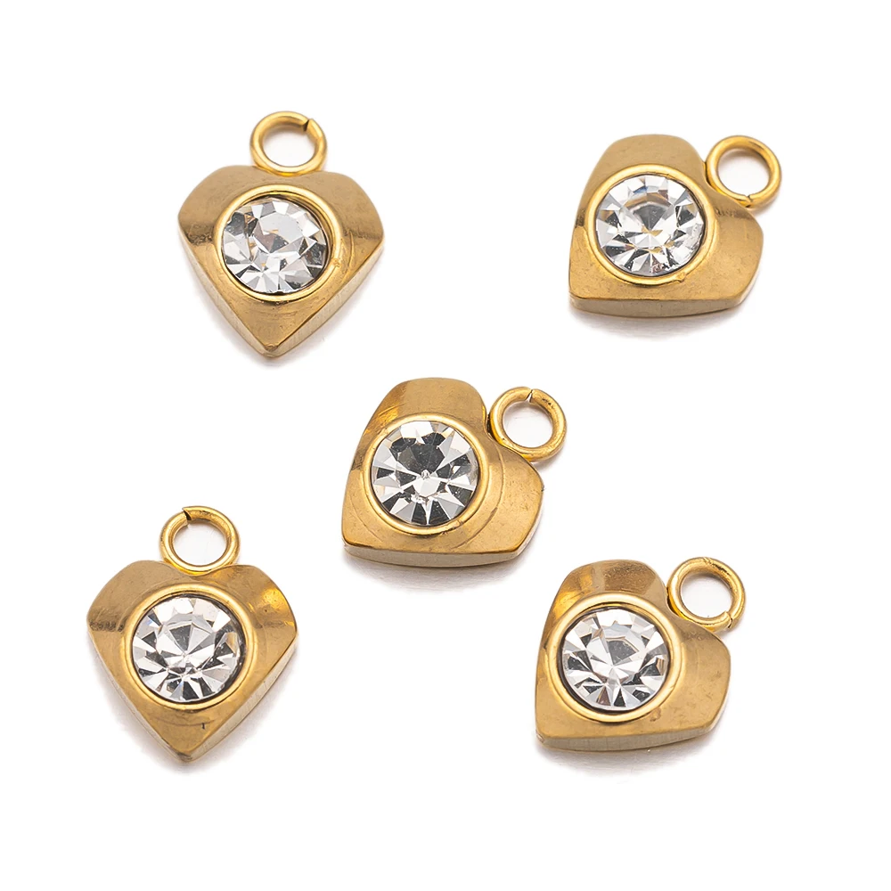 10pcs Gold Stainless Steel Zirconia Heart Star Charms for DIY Earring Bracelet Necklace Jewelry Making Accessories No Fade