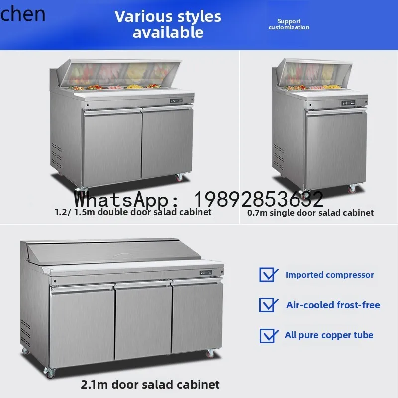 BB  Salad Cabinet Commercial Salad Cabinet Slotted Fruit Fishing Display Refrigerated Fresh-keeping Cabinet