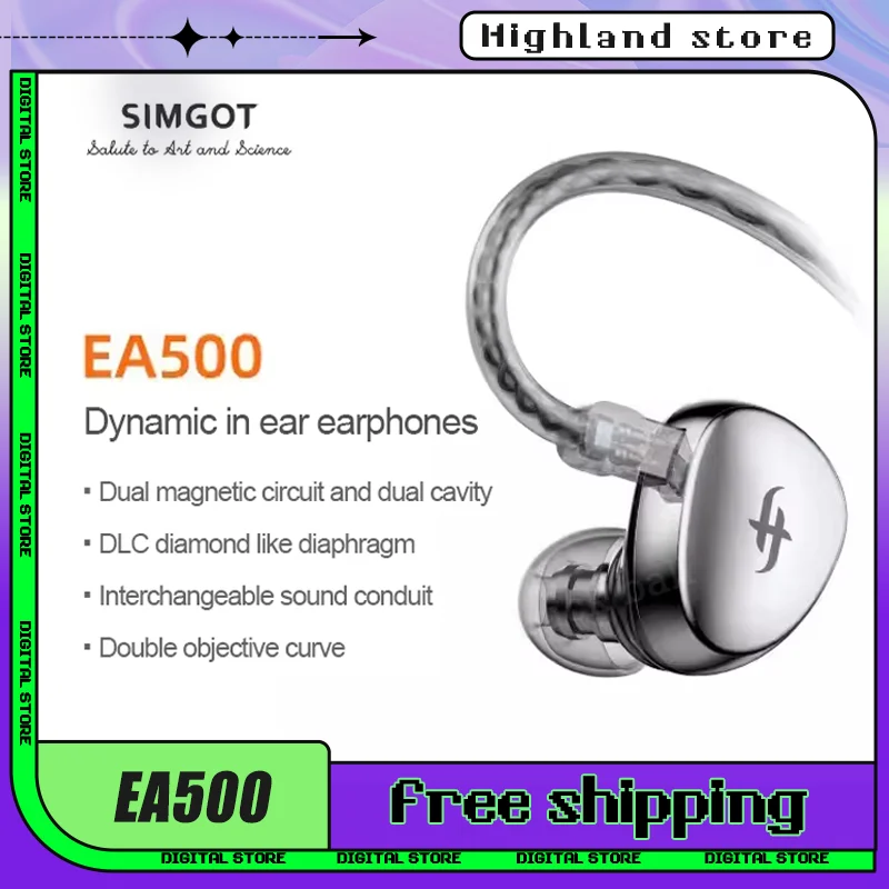 Simgot Ea500 Dsp Earphones In Ear With Dual-Magnetic-Circuit Wired Gaming Earbuds Dual-Cavity Stereo Headphones Custom For Gamer