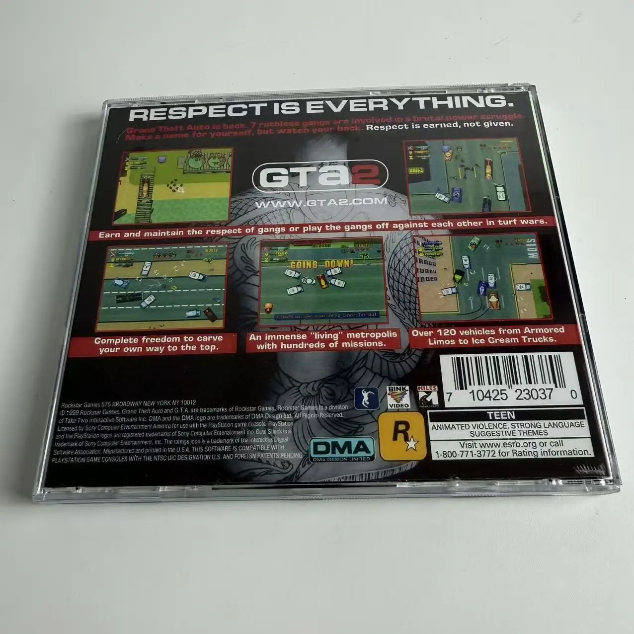 قرص استنساخ عالي الجودة لجهاز Sony PS1: Grand Theft Auto II (إصدار الاهتزاز الأمريكي، بدون دليل)