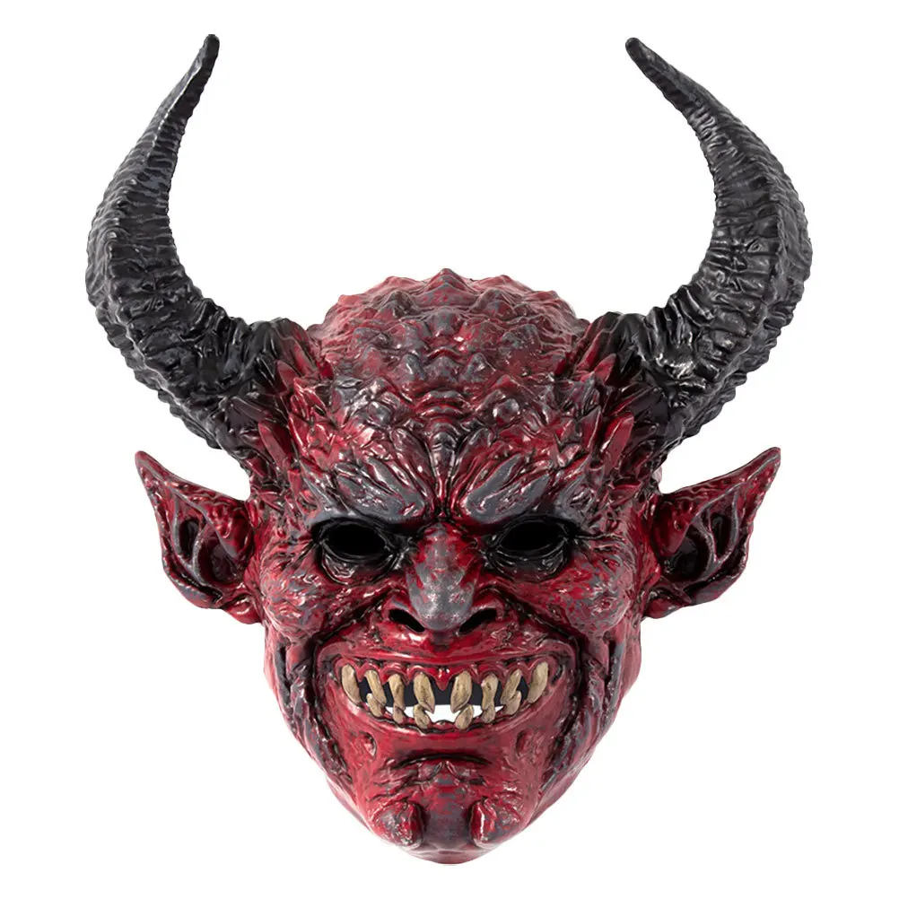 

Devil Horn Headgear Mask Full Face Scary Halloween Cosplay Horror Masquerade Costume Breathable Foam Elastic Strap