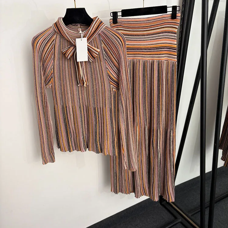 Designer Knitwear Autumn Winter Skirt Sets Women