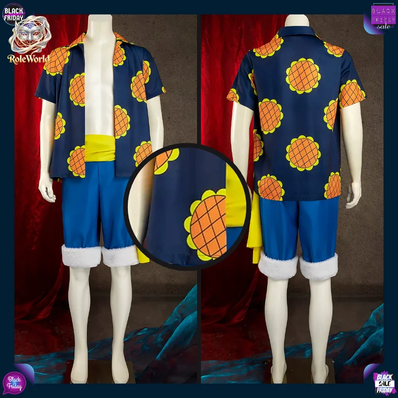 Disfraz de Cosplay de Luffy, 6ª Versión, Arco de Dressrosa, Conjunto Completo de Anime para Hombre, Traje para Juego de Roles