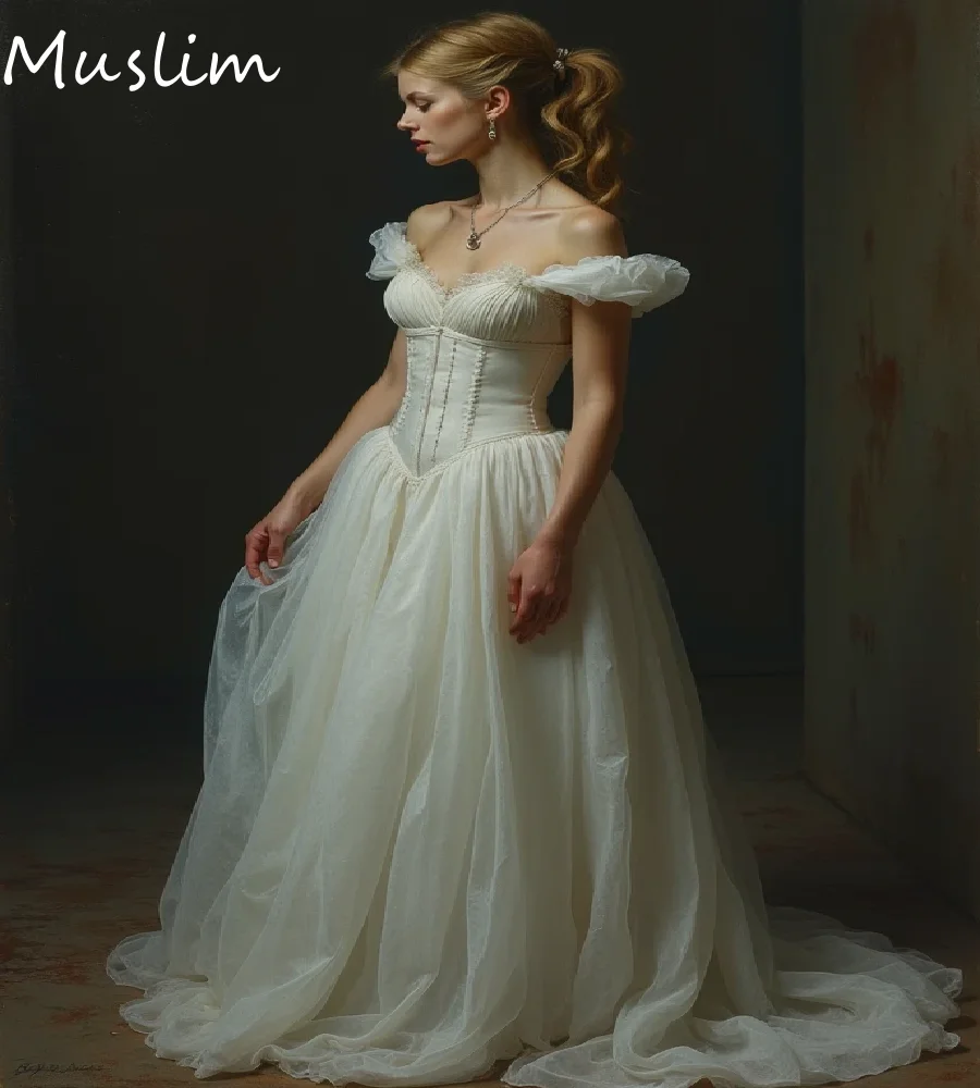 Enchanting Boho Wedding Dress 2025 Off Shoulder Flowy Bohemian Beach Bride Dress Chic Fairy Tale Country Bridal Gown Customized