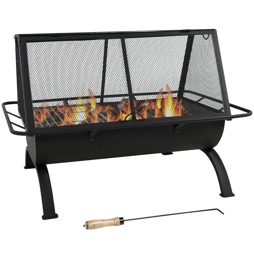 36 in Northland Grill Steel Fire Pit with Grate, Poker, and Cover by Sunnydaze