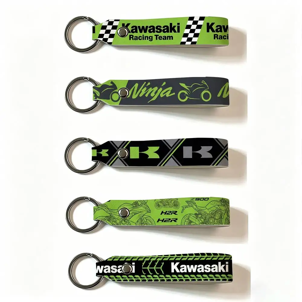 Motorrad Kawasaki PU-Leder Schlüsselanhänger Minimalistischer Schlüsselhalter Langlebiger Schlüsselorganizer Autoschlüsseltasche Zubehör Geschenk