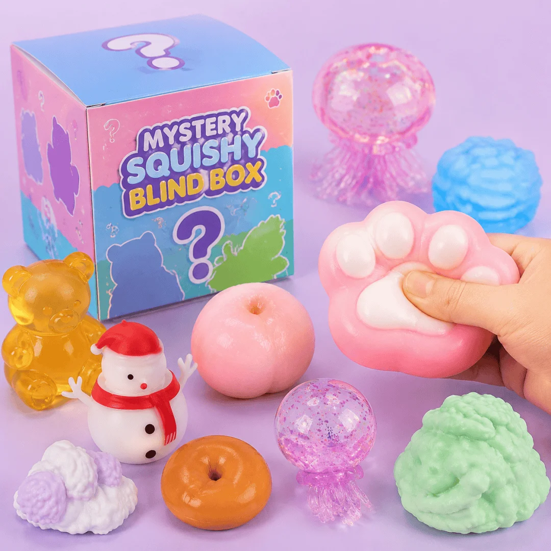 Gift Bag Filler Surprise Blind Box Rainbow Sparkle Kitty Paw Squishy Mochi, Realistic Honey Snack Fidget Toy, Cheap Bulk Party Toy