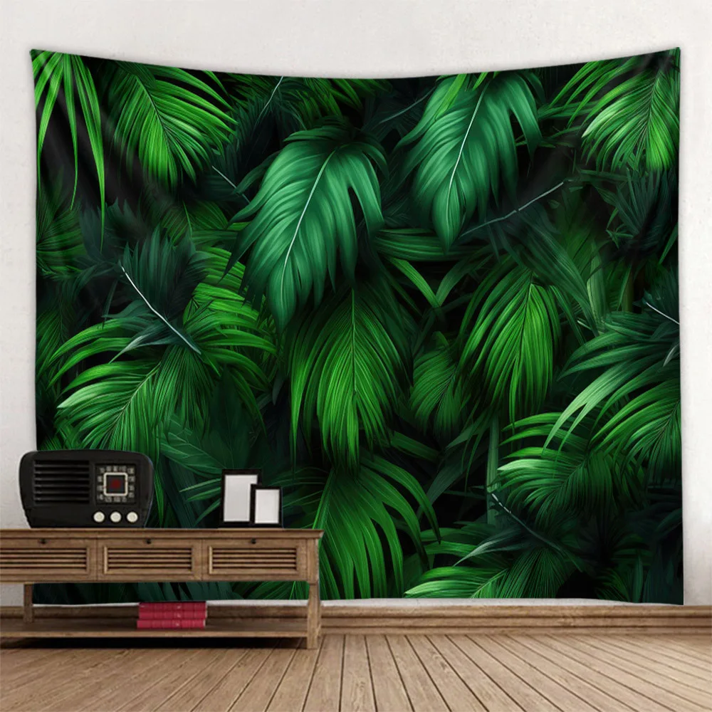 

Лист тропического растения гобелен, птица в стиле хиппи, настенное художественное одеяло, украшение для гостиной и спальни, подвесное украшение для дома