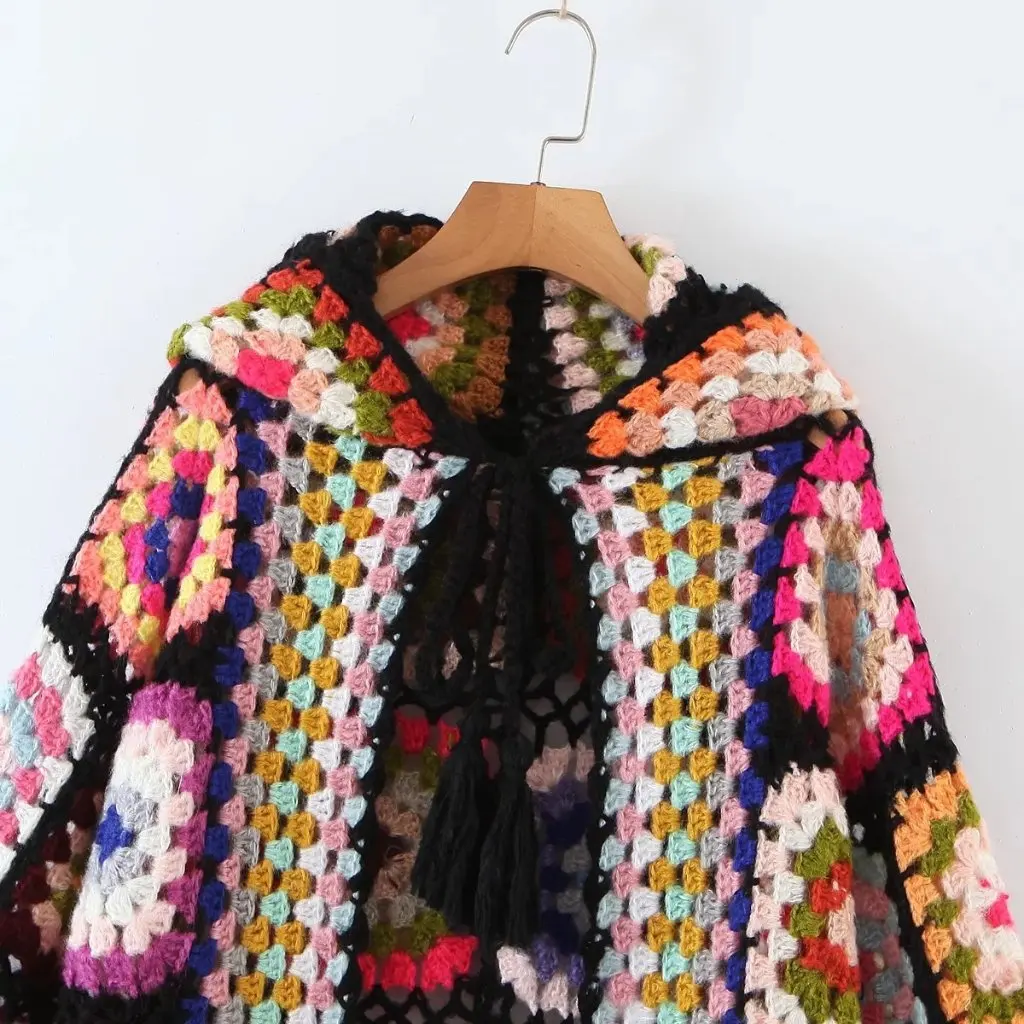 

Women's Handmade Knitted Sweater Lattice Hat Set Spring European American Fashion Clothing