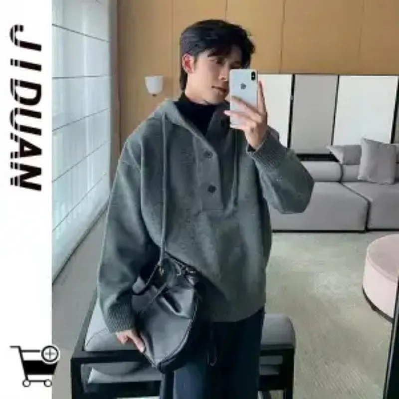 Pullover Sweater Jacket Men's Autumn and Winter American Retro Hooded Korean Style Wear