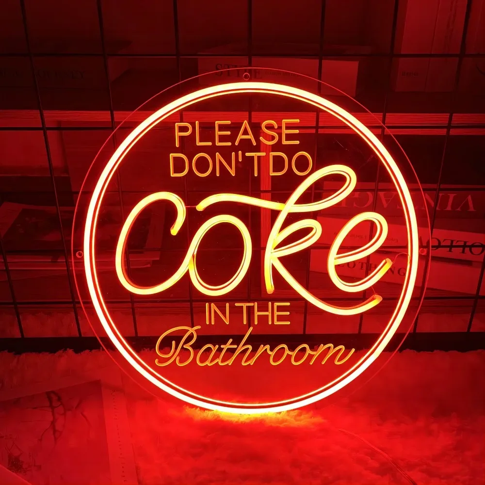 Please Don't Do Coke in The Bathroom Neon Sign Carve Personl LED Lights For Gaming Room Decors Aesthetic Support Customized