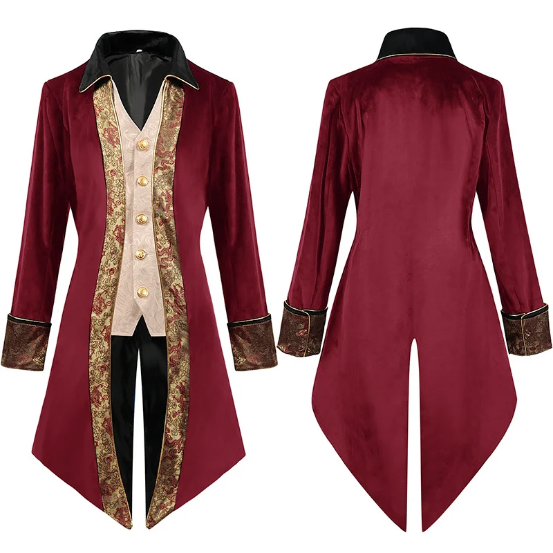 

Mens Black Vintage Corduroy Steampunk Tailcoat Jacket Men Gothic Victorian Frock Coat Uniform Party Prom Halloween Costume Homme
