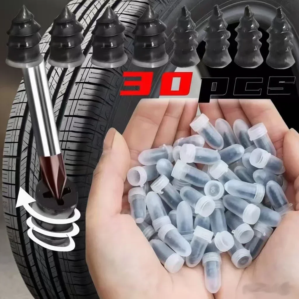 10/30Pcs Car Tyre Repair Rubber Nail Set Car Motorcycle Tyre Repair Nails Truck Scooter Bike Tire Puncture Repair Tool