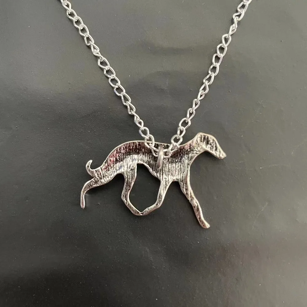 Whippet Greyhound Dog  Handmade Necklace Embossed Pendant Jewelry Golden Colors Plated In Stock Fast