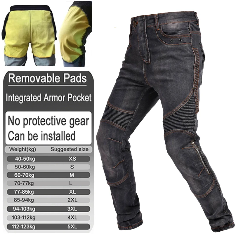 Mens smoke gray aramid denim motorcycle fireproof riding jeans casual wear trousers with armor pockets armor not included 03