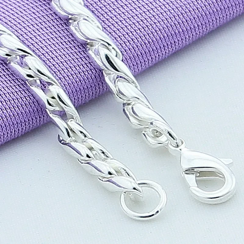 2024 New 925 Sterling Silver 4mm Twist Chain Bracelet For Women Men Christmas Valentine\'s Day Fashion Jewelry High Quality Gifts