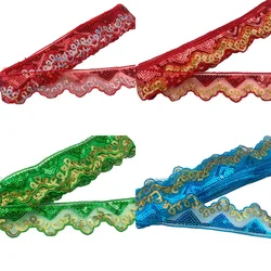 Embroidered Lace Trims with Sequins, Decorative Webbing Ribbons, DIY Bras, Clothing, Sewing Accessories, 10 Yards