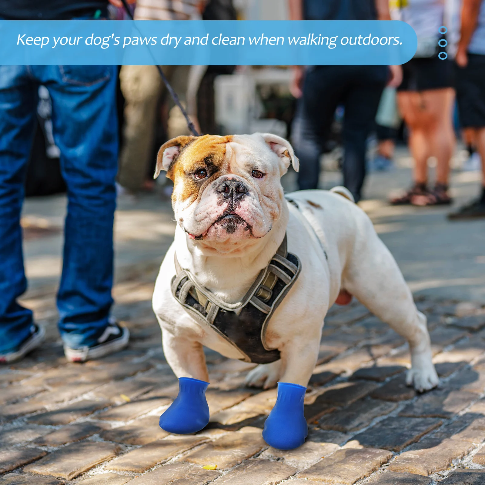 

4Pcs Waterproof Pet Shoes Durable Non-Slip Dog Boots Outdoor Paw Protection Running Shoes for Small Dogs Blue Size S