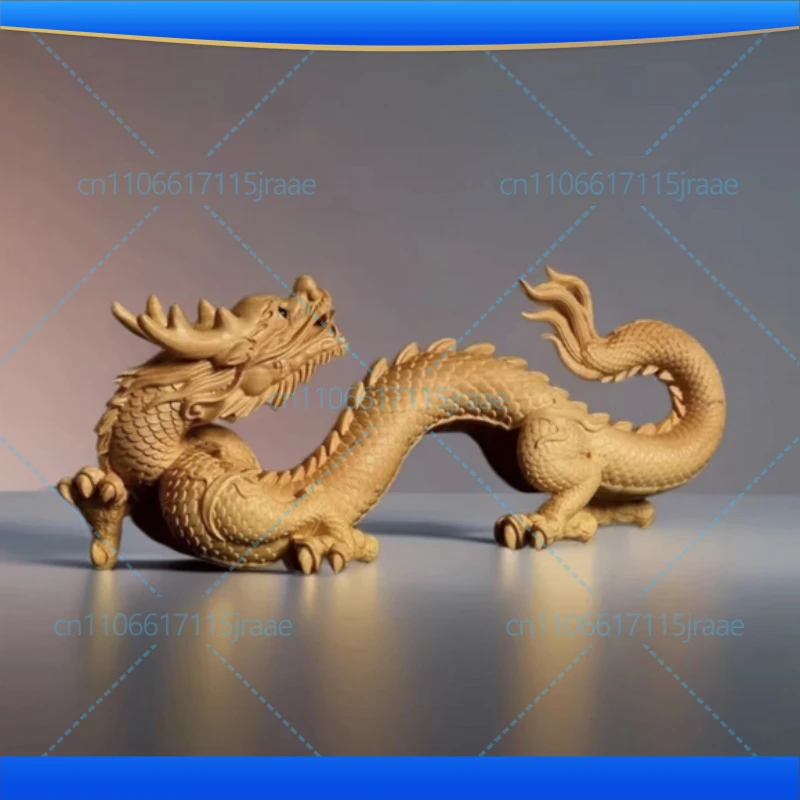 Natural Wood Shenlong  Animals Statue  Chinese Auspicious Beast，Solid wood Carving  Home Room Office Car Decoration Statue