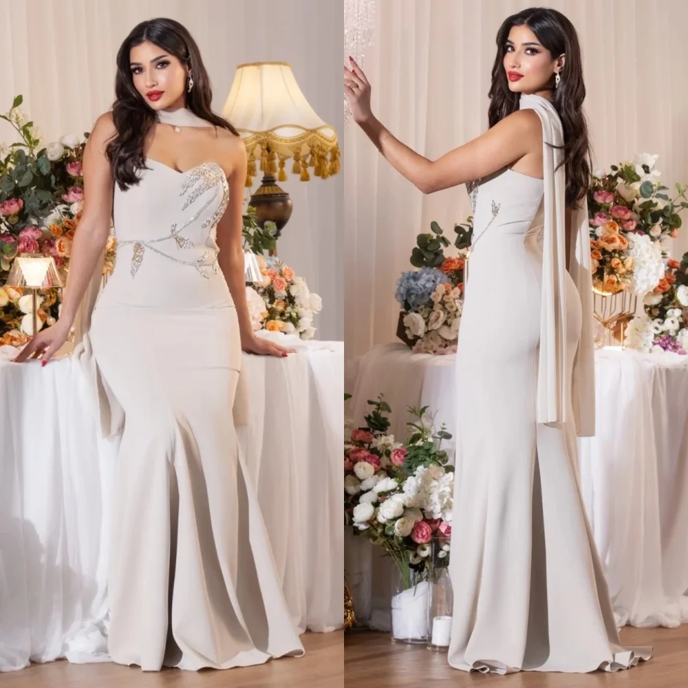 

Customized High Quality Jersey Pleat Sequined Pattern Trumpet Sweetheart Long Dresses Quinceanera Classic Formal