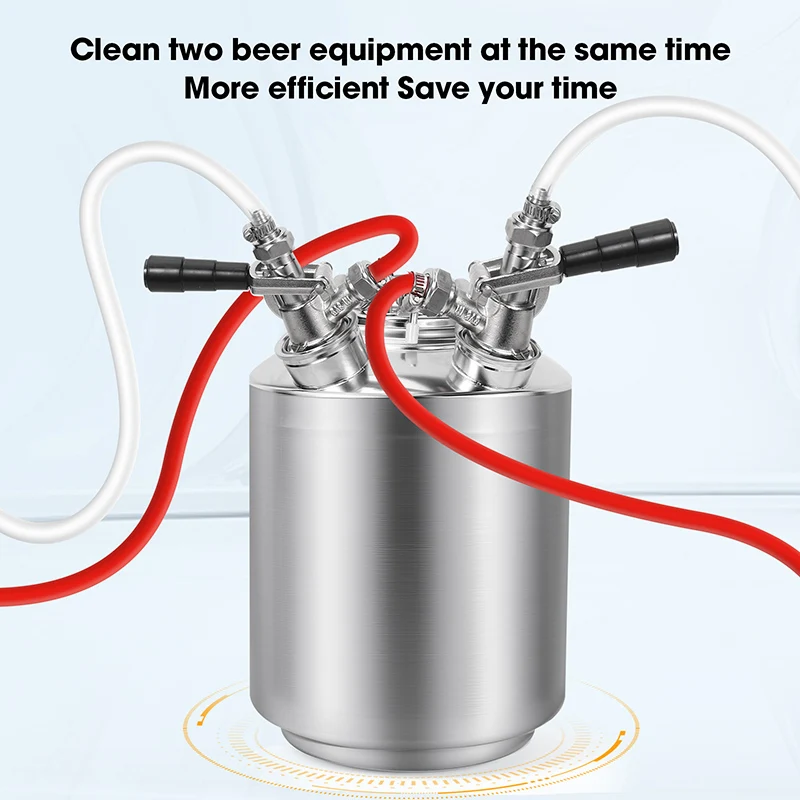 2헤드 맥주 세척 케그, 2.5갤런/10리터 맥주 라인 세척 키트 세척 케그, A/G/S/D 타입 맥주 케그 스피어 선택 가능, 홈브루 키트