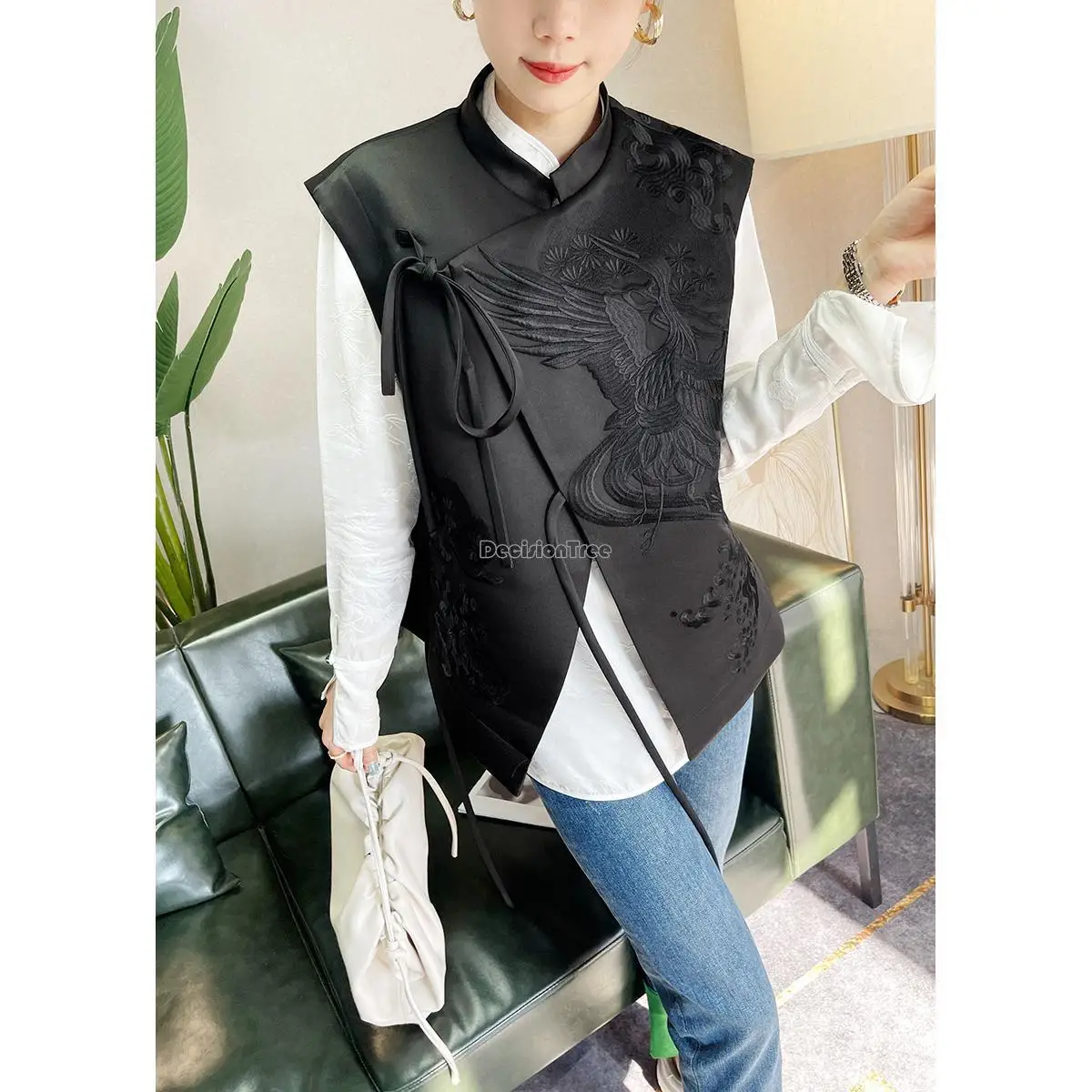 2025 summer autumn chinese style women exquisite embroidery vest oriental traditional women vest tang suit versatile vest pd