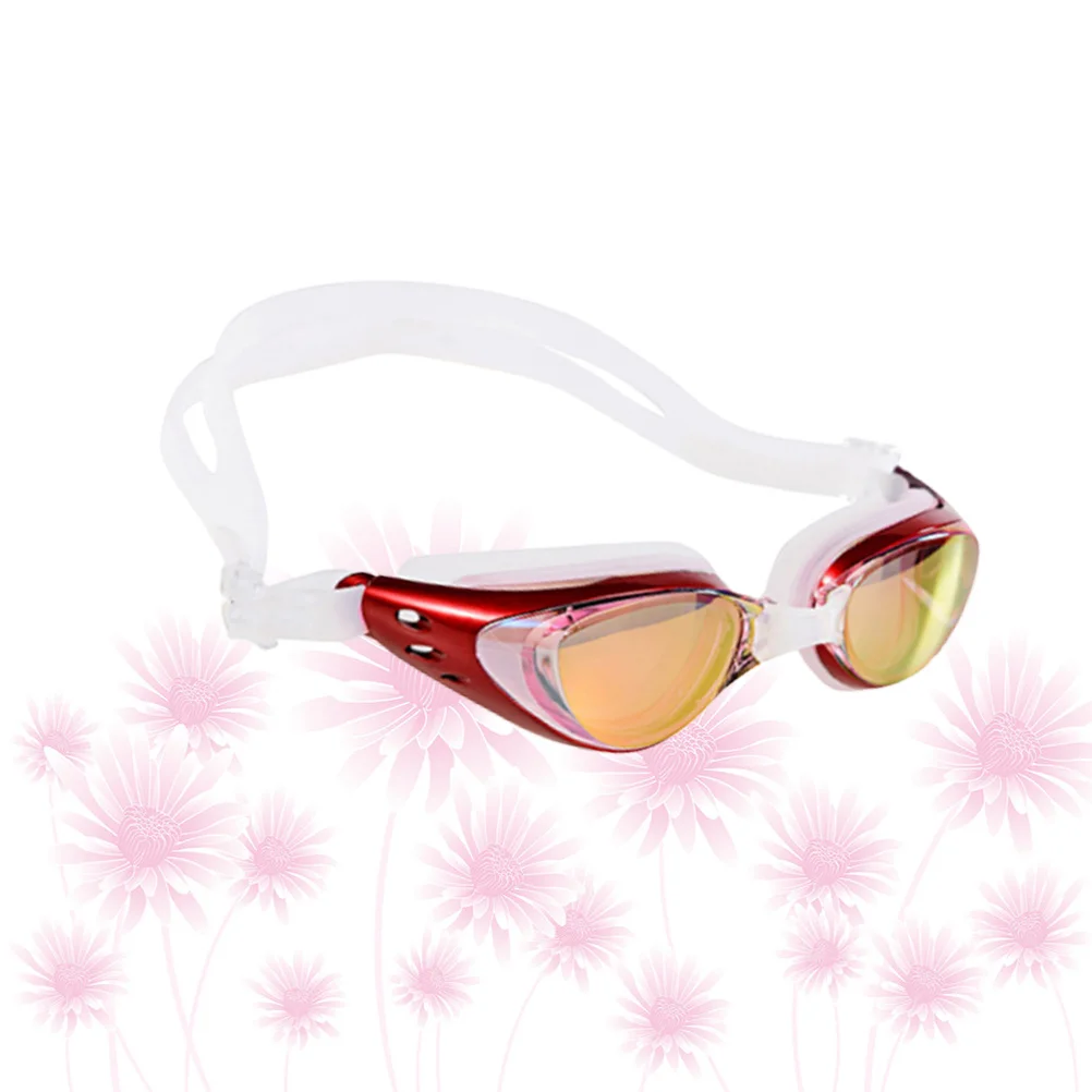 

Swimming Goggles Anti-Fog Waterproof Silicone Adjustable Head Strap Adult Eyewear Orange Uv Protection Swim Glasses