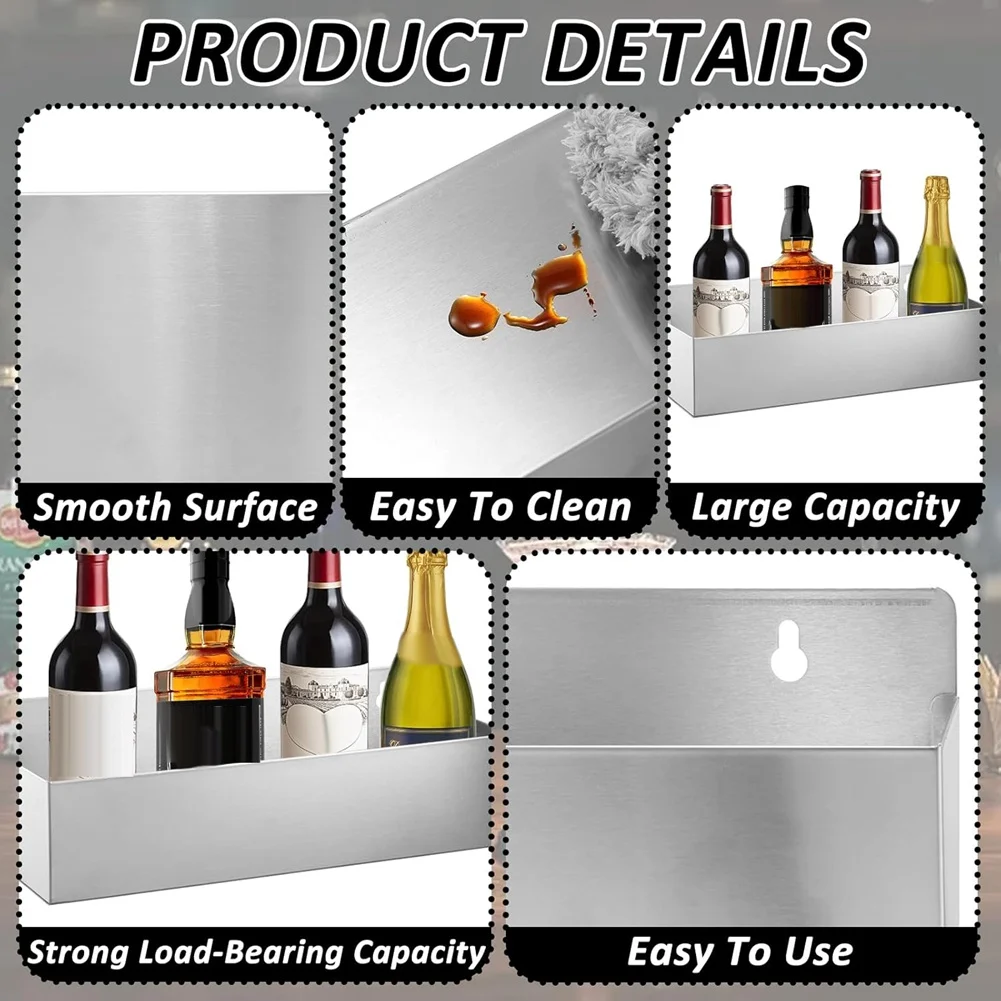 

2 шт. 15-дюймовая односкоростная направляющая из нержавеющей стали, держатель для бутылки с ликером, настенная полка для бутылок с распылителем, полка для напитков