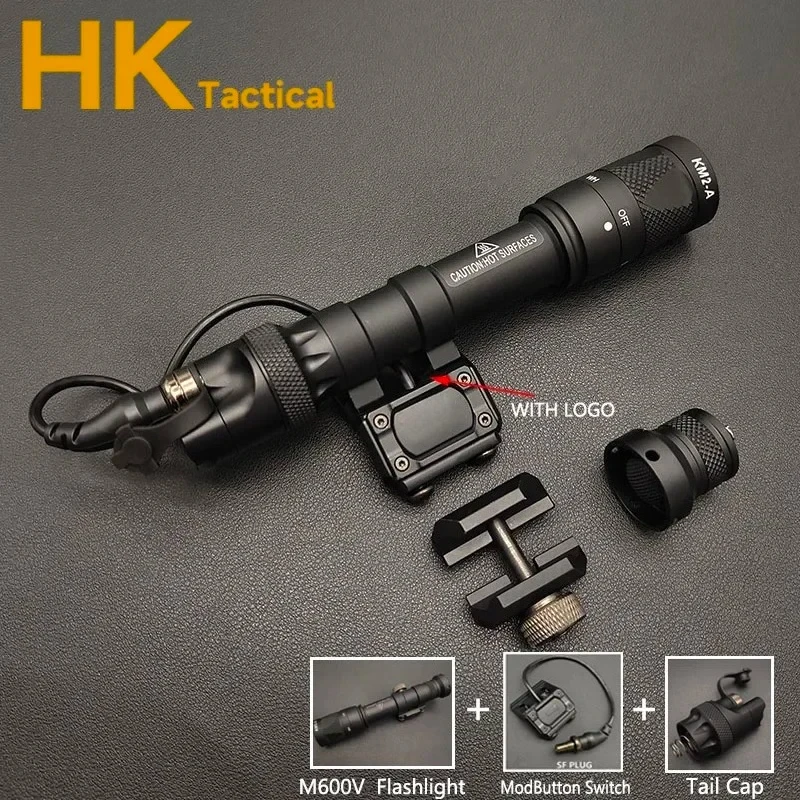 Tactical Scout Light M300V M600V LED White Strobe Flashlight Remote Pressure Switch for Hunting Rifle Fit 20MM Picatinny Rail