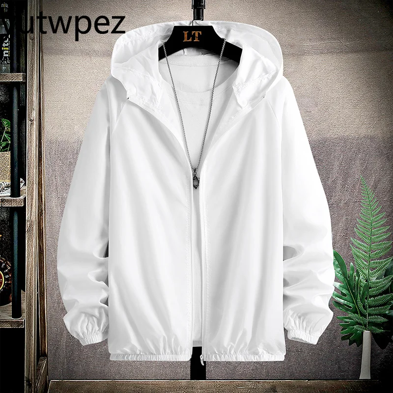 Men Hiking Fishing Cycling Hooded Gym Sport Windbreaker Ultra Light UPF50+ Summer Outdoor Quick Dry Sun-Protective Thin Jacket