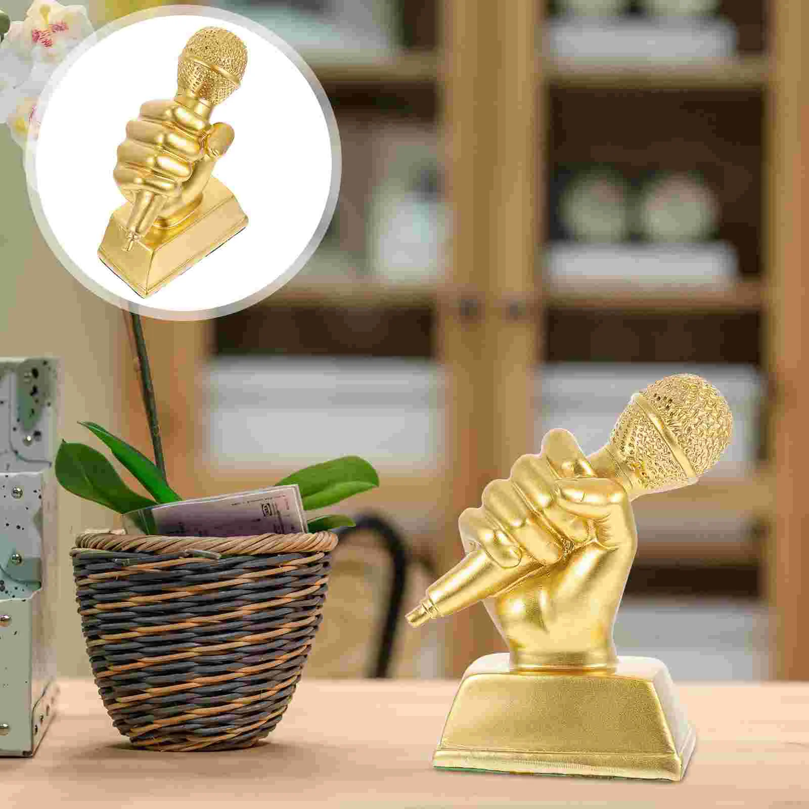 

Microphone Music Trophy Party Favor Gift 1350X1100X500CM Decorative Golden Trophies for Kids Student