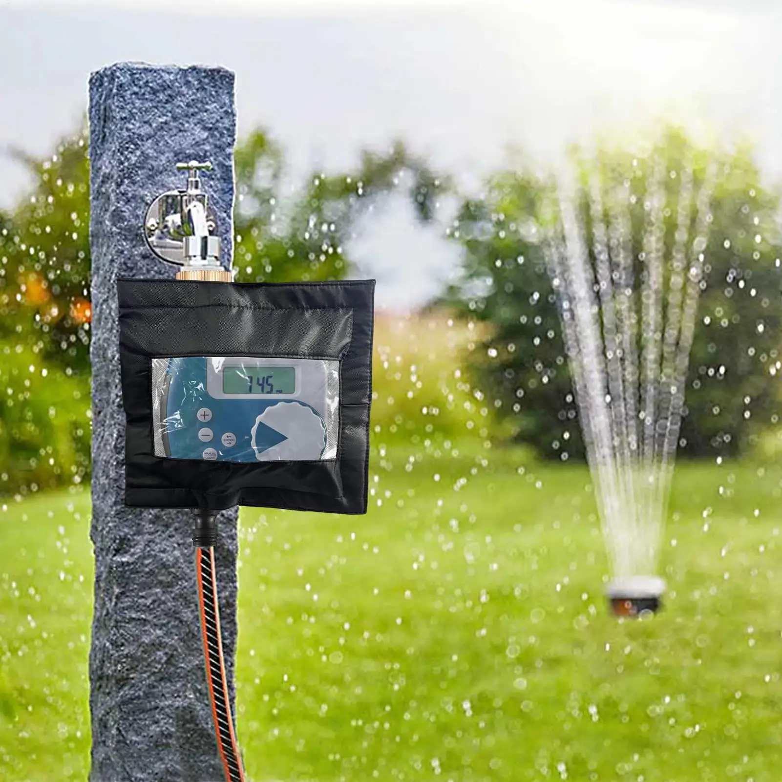 خرطوم حديقة غطاء الموقت مقاومة الطقس كم واضح نافذة أمامية الرش الموقت غطاء للحديقة في الهواء الطلق الحديقة الفناء الخلفي بارك #3