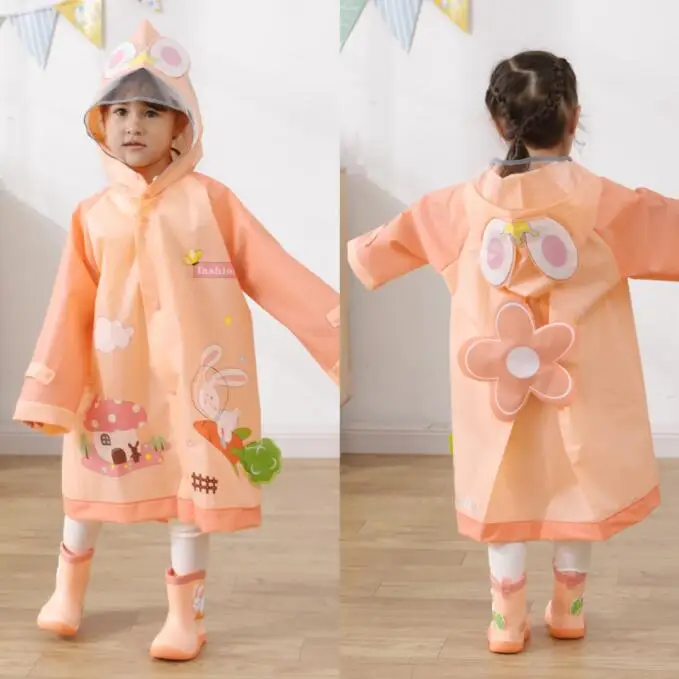 New Children's Cartoon Raincoat Thickened Waterproof EVA Rain Coat Kids Clear Transparent Tour Waterproof Rainwear Raincoats