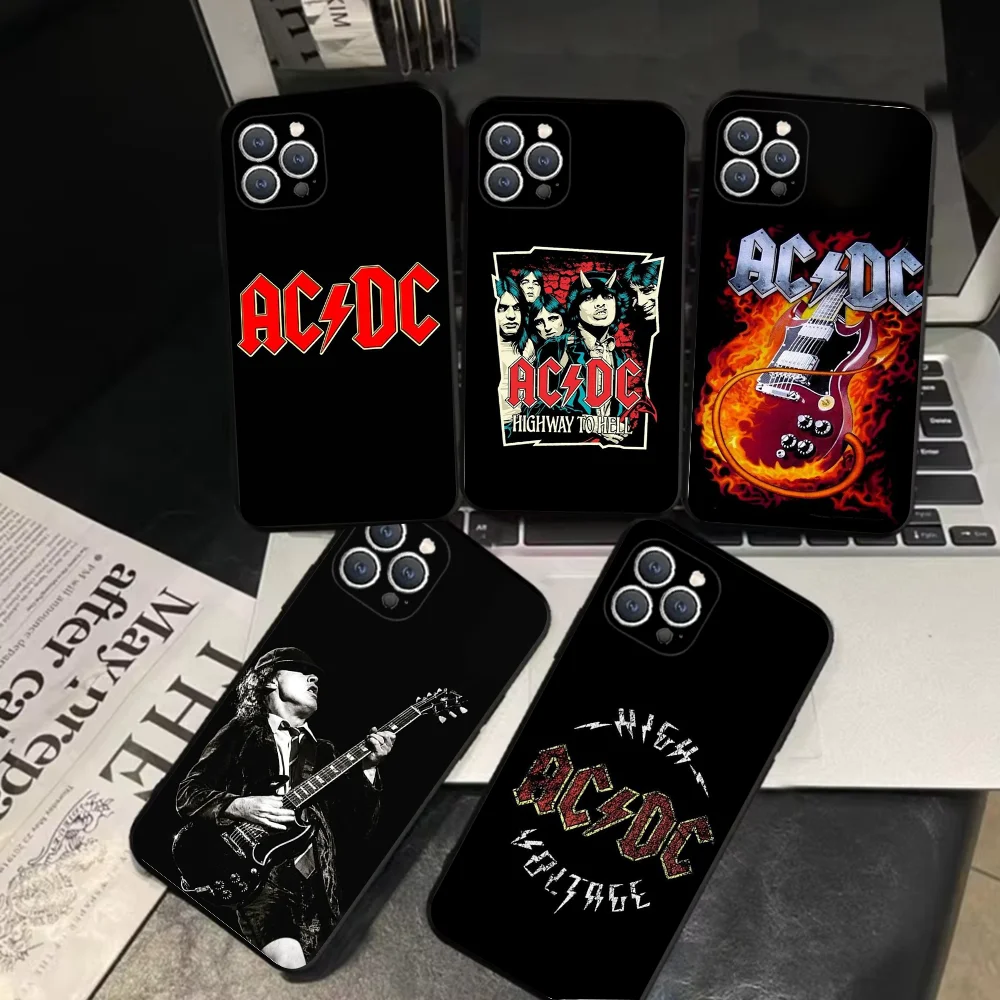 Music A-AC-DC Cool   Phone Case For iPhone 16,15,14,13,12,11,Pro,X,XS,Max,XR,Plus,Mini Soft Black Cover