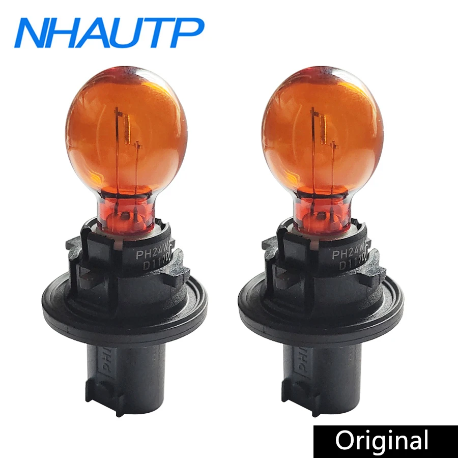 NHAUTP 2Pcs Original PU20d-6 HPC 24WY PH24WY Halogen Lamp For Audi Cadillac GMC Lincoln Porsche Front Turn Signal Lights Amber