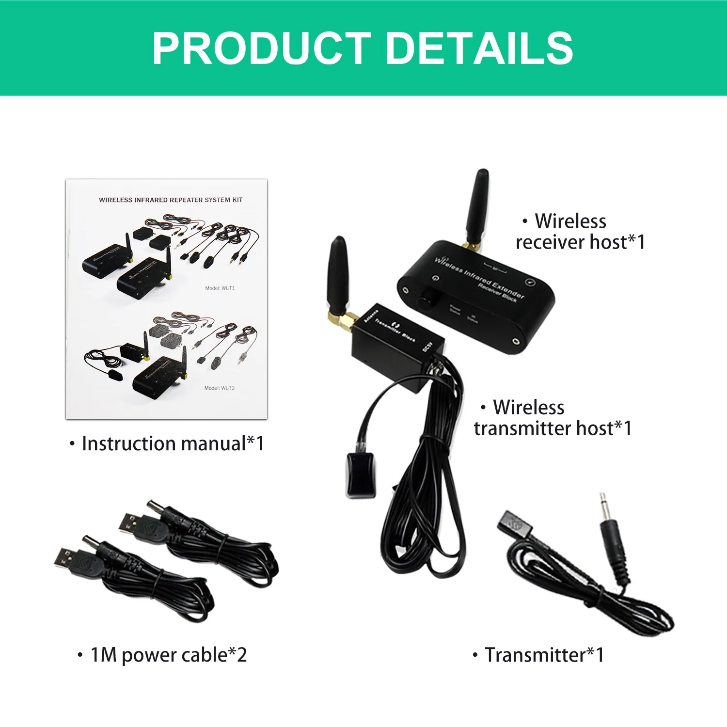 Wireless Infrared Repeater Kit - Wireless IR Signal Extend Control Extender Kit to Control Infrared Home Devices