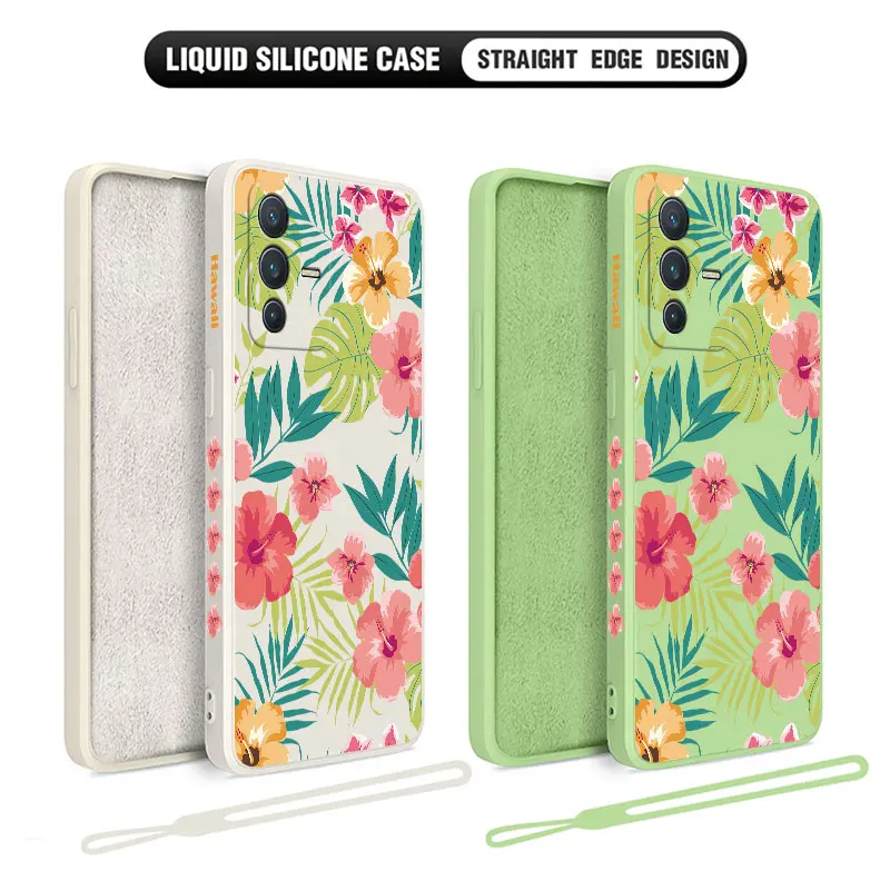 Hawaii Hibiscus Flower Phone Case For VIVO Y20 Y30 Y50 Y33T Y11 Y12 Y12S Y15 Y17 Y19 Y21 IQOO11 V23 V23E V21 X90 S1 Pro 5G Cover