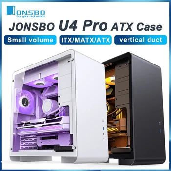 JONSBO U4 프로 메쉬 ATX 케이스, 블랙 화이트, 올 알루미늄 소형 데스크탑 컴퓨터 섀시, 240 워터 쿨러, 280-330mm 그래픽 카드 