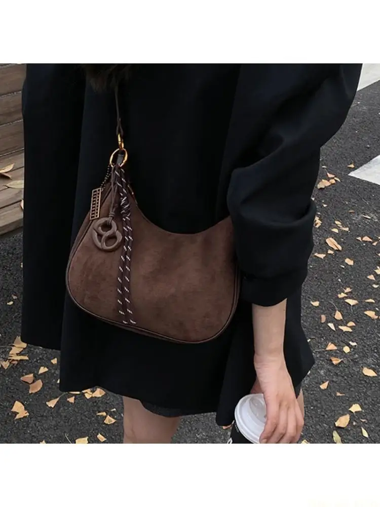 

X90D Fashion Suedes Bag Unique Design Comfortable Shoulder Strap Roomy Wear Resistant