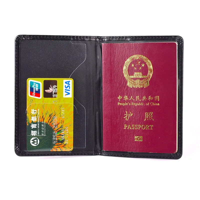 Leather Men European Union Passport Cover Women Credit SIM & ID Card Holder EU Europea Passport Case Travel Document Organizer