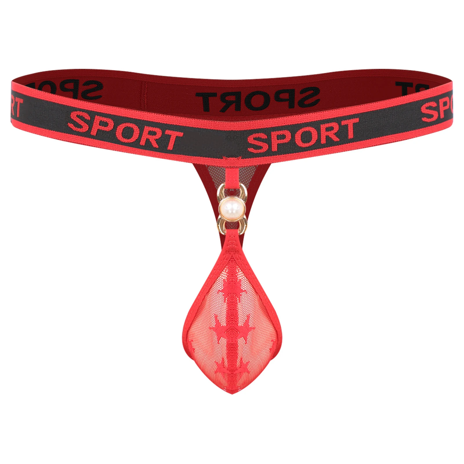 

Adults Mens Sheer Floral Lace Thong Low Rise Bulge Pouch Elastic Waistband T-back Briefs Sissy Underwear for Daily Wear