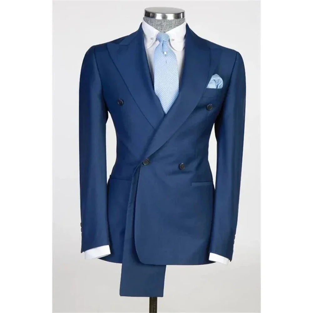 Double Breasted Fashion Solid Color Men\'s Jacket Single Piece Peak Lapel Blazer Daily Male Clothing