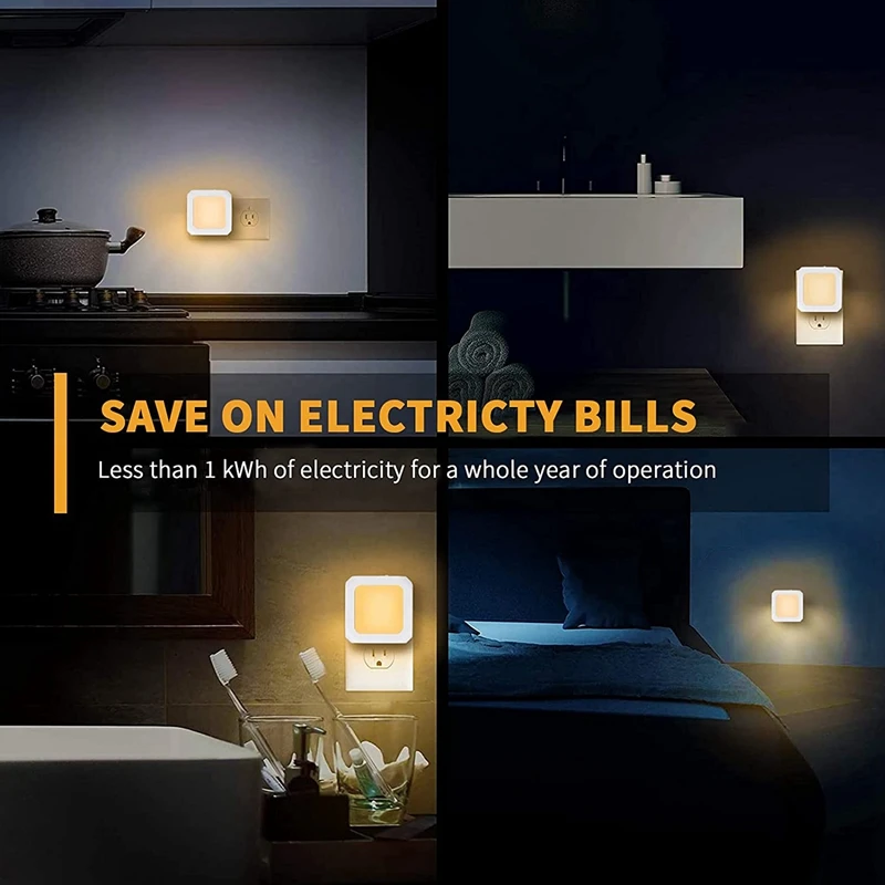 Luz nocturna de YO-LED para niños, enchufe de luz nocturna con Sensor Crepúsculo, brillo infinitamente ajustable, dormitorio, blanco cálido