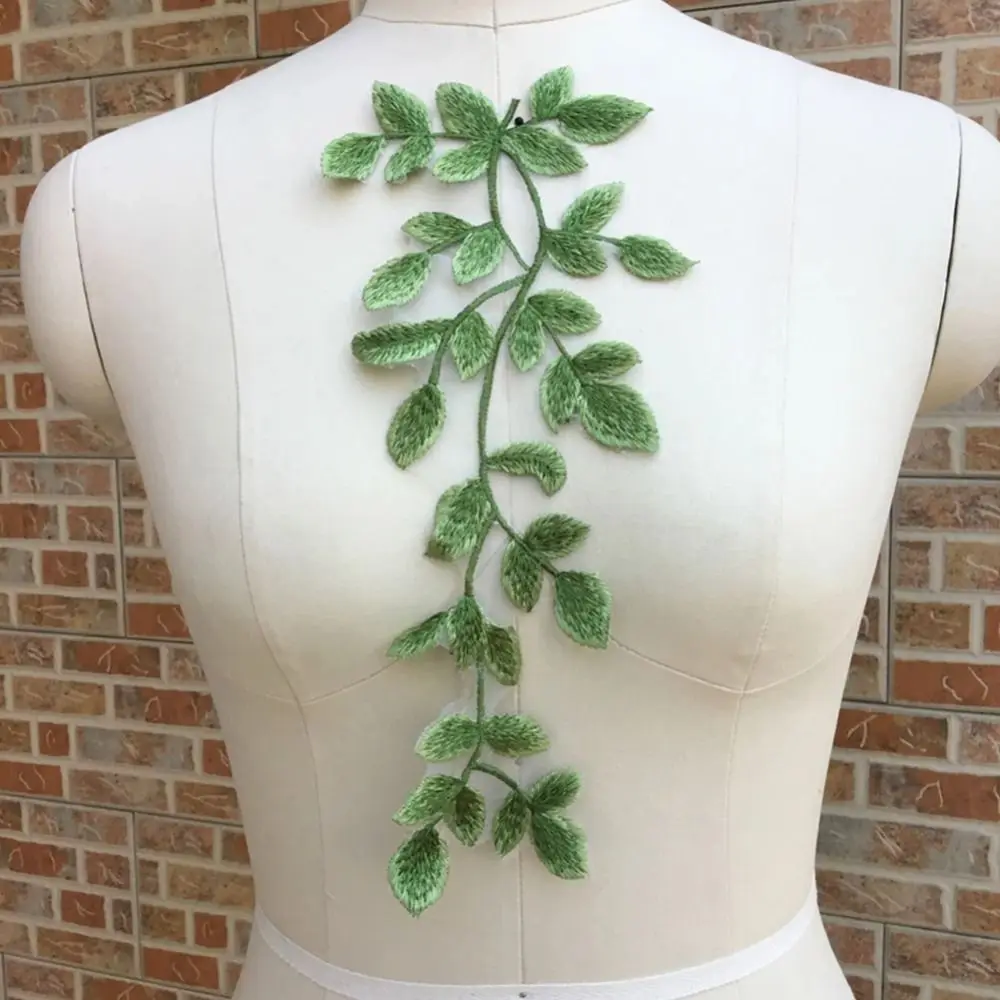 2 قطع الورقة الخضراء زهرة الأقحوان المطرزة بقع أنيقة خمر الملابس زين الملابس الرائعة بقع الخياطة