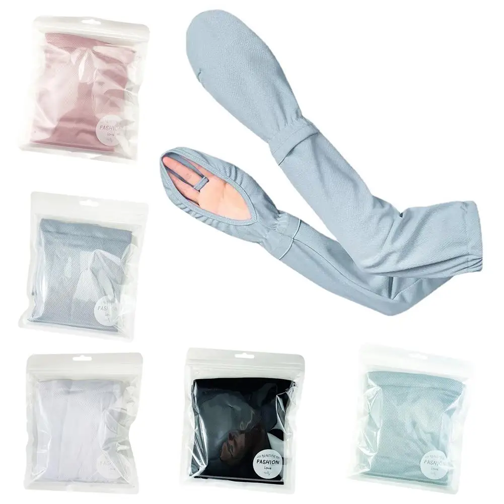 1 Pair Solid Color Ice Silk Gloves Women Driving Sunscreen Uv Breathable Horseshoe Sleeve Protectors Outdoor Loose Arm Slee Y3h5