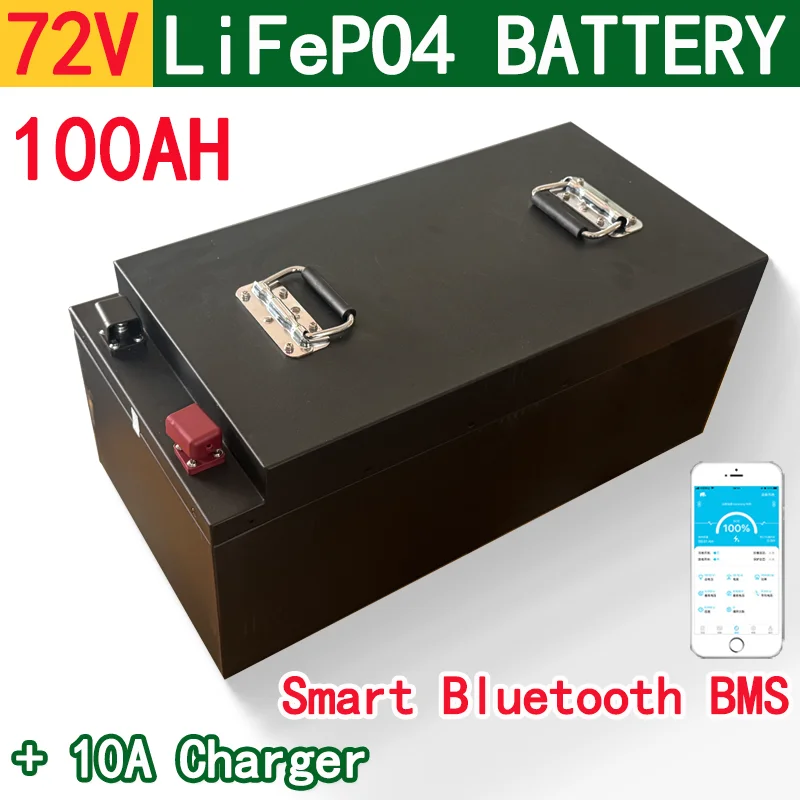 72V 100AH lifepo4 per accumulo di energia solare camper auto ibrida Bluetooth support