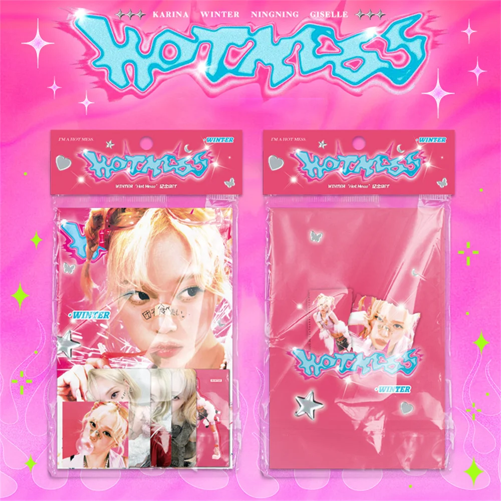 Kpop Idos Ningning Winter Hot Mess Gift Pack 7Pcs/Set KARINA WINTER Love Laser Small Card NINGNING GISELLE Fans Gifts Collection