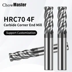 Chowmaster HRC70 A39 Köşe Yarıçapı Karbür End Mill 4 Flüt Kaplamalı U Yuvası Tungsten Freze Kesici Paslanmaz Çelik Titanyum için